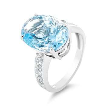 18K White Gold Aquamarine and Diamond Ring 6.05ctw