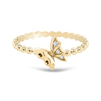 18K Yellow Gold Diamond Butterfly Ring  .02ctw