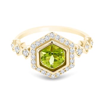 18K Yellow Gold Peridot and Diamond Ring 1.33ctw