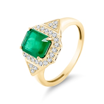 14K Yellow Gold Emerald and Diamond Ring 1.82ctw