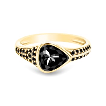 Gold Black Diamond Pear Ring