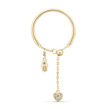 White Sapphire Round Ring, Yellow Gold Plated Sterling Silver