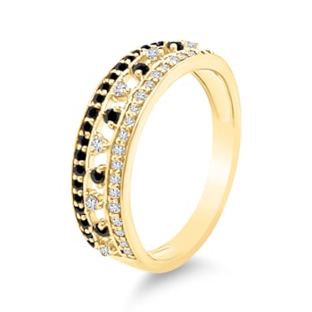Gold Ring with Black and White Diamonds
