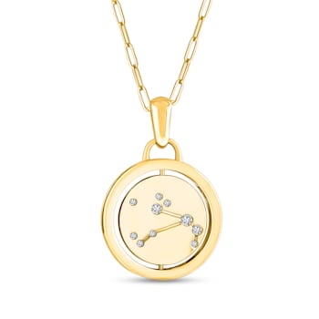 14K Yellow and White Gold Aries Zodiac and Constellation Rotary Pendant