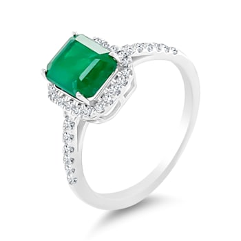 14K White Gold Emerald and Diamond Ring 1.87ctw