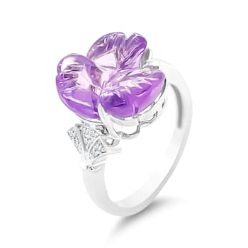 18K White Gold Amethyst and Diamond Ring 5.07ctw