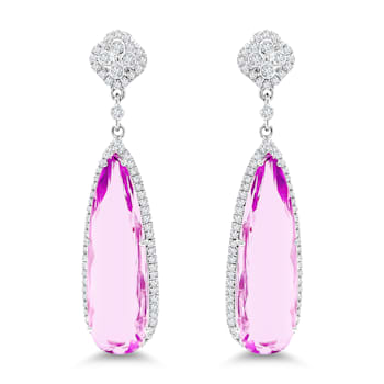 14K White Gold Kunzite and Diamond Earrings