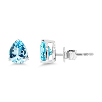 10K White Gold Aquamarine Adjustable Earrings with 0.30 ctw Diamonds