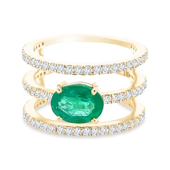 18K Yellow Gold Emerald and Diamond Ring 2.32ctw