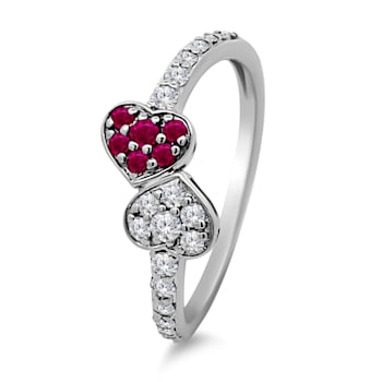 18K White Gold Ruby Ring with 0.26ctw Diamonds