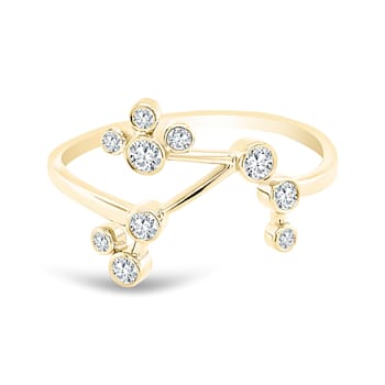 18K Gold Diamond Aries Zodiac Constellation Ring .13ctw