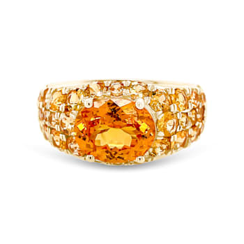 14K Yellow Gold Spessartite and Diamond Ring 5.13ctw
