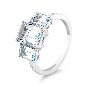14K White Gold Aquamarine and Diamond Ring 2.37ctw