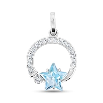 18K White Gold Aquamarine and Diamond Pendant 1.96ctw