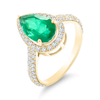 18K Yellow Gold Emerald and Diamond Ring 2.60ctw
