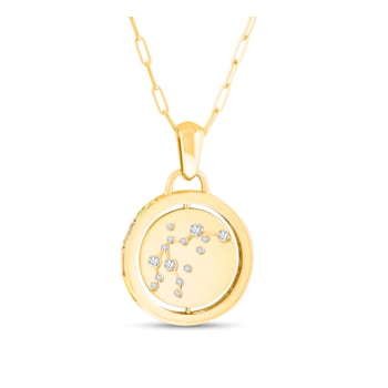 14K Yellow and White Gold Aquarius Zodiac and Constellation Rotary Pendant