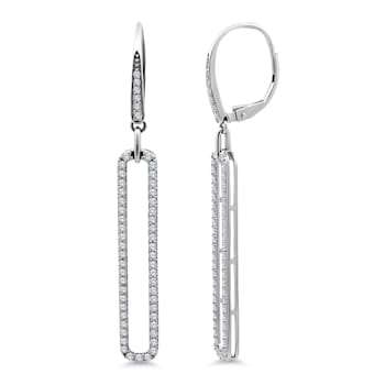 18K White Gold Link Drop Diamond Earrings 1.07ctw