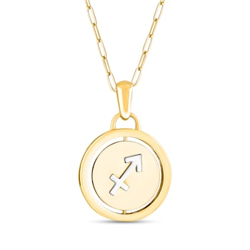 14K Yellow and White Gold Sagittarius Zodiac and Constellation Rotary Pendant