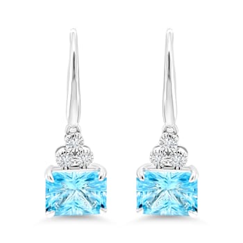 18K White Gold Sky Blue Topaz and Diamond Earrings 5.42ctw