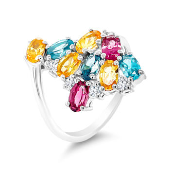 Spessartine,Tourmaline and Zircon Ring