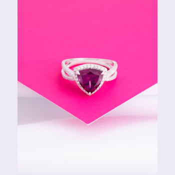 18K White Gold Rhodolite Garnet and Diamond Ring 3.61ctw