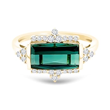 18K Yellow Gold Green Tourmaline and Diamond Ring 2.34ctw