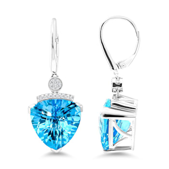 18K White Gold Swiss Blue Topaz and Diamond Earrings 19.13ctw