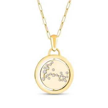 14K Yellow and White Gold Pisces Zodiac and Constellation Rotary Pendant