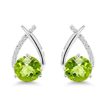 18K White Gold Peridot Earrings