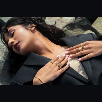 Gold Black Diamond Pear Ring