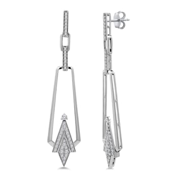 18K White Gold Link Drop Earrings 0.69ctw