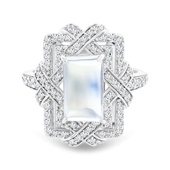 18K White Gold Moonstone and Diamond Ring 3.23ctw