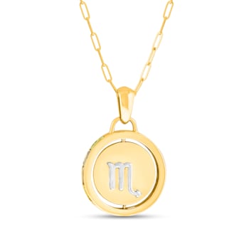 14K Yellow and White Gold Scorpio Zodiac and Constellation Rotary Pendant