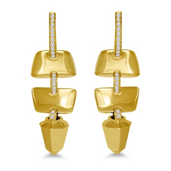 18K Yellow Gold Bullet Drop Diamond Earrings 0.44ctw