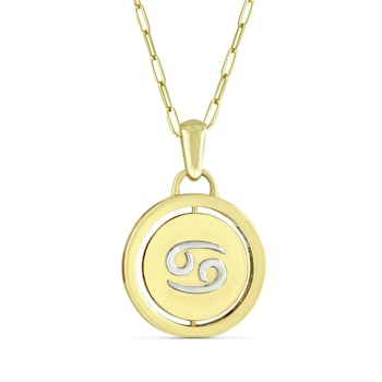 Yellow gold Plate over Sterling Silver Cancer Zodiac Constellation Pendant