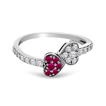 18K White Gold Ruby Ring with 0.26ctw Diamonds