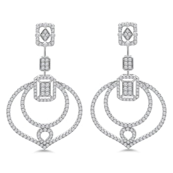 18K White Gold Dangle Earrings with 2.84ctw Diamonds