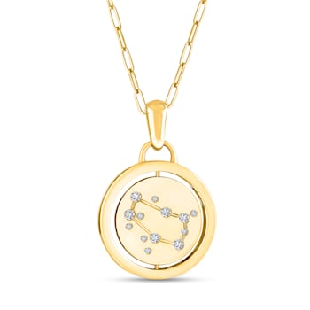 14K Yellow and White Gold Gemini Zodiac and Constellation Rotary Pendant