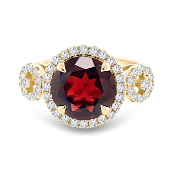 18K Yellow Gold Garnet and Diamond Ring 4.33ctw