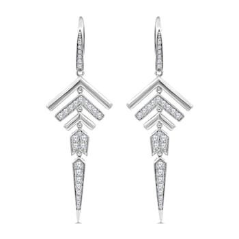 18K White Gold Link Drop Diamond Earrings 1.23ctw