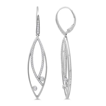 18K White Gold Link Drop Diamond Earrings 0.65ctw