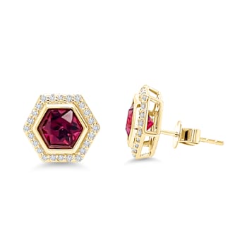 18K Yellow Gold Rhodolite and Diamond Earrings 3.25ctw