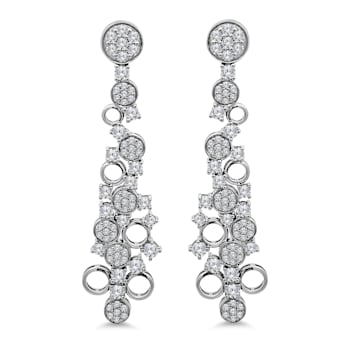 18K White Gold Link Drop Diamond Earrings 1.71ctw