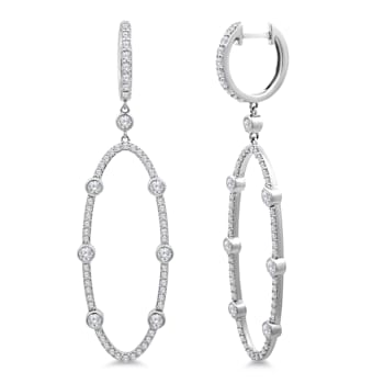 18K White Gold Drop Dangle Diamond Earrings 1.13ctw