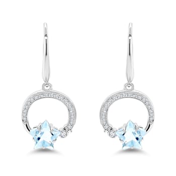 18K White Gold Aquamarine and Diamond Earrings 4.12ctw