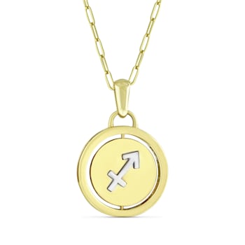 Yellow gold Plate over Sterling Silver Sagittarius Zodiac Constellation Pendant