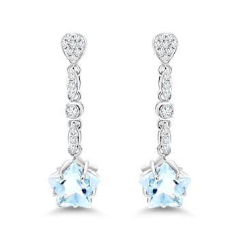 18K White Gold Aquamarine and Diamond Earrings 3.91ctw