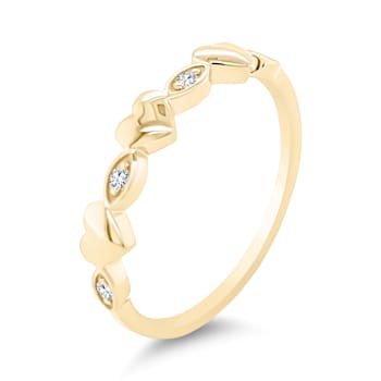 18K Yellow Gold Diamond Heart Ring  .06ctw