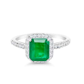 14K White Gold Emerald and Diamond Ring 1.87ctw