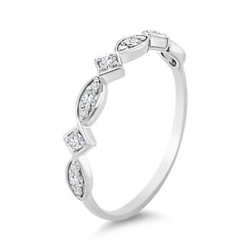 18K Petite White Gold Diamond Ring  .19ctw